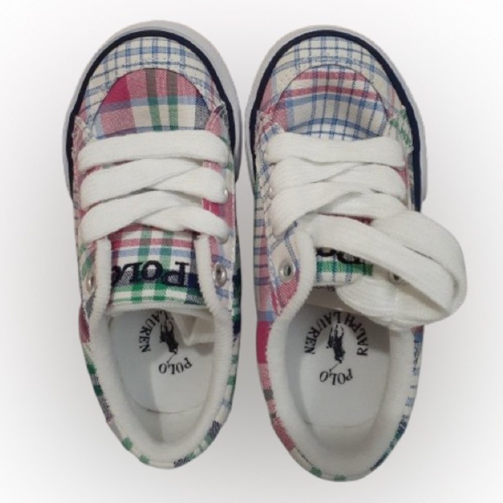 Polo Ralph Lauren Pink Plaid Brisbane Canvas Sneakers